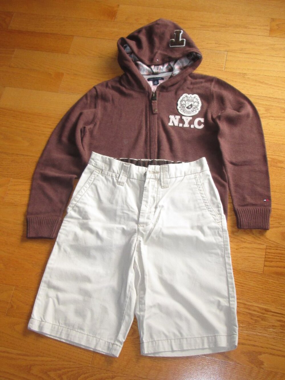 New Boy's Tommy Hilfiger 100% Cotton Hoody Size 12 & 100% Cotton Shorts Size 14
